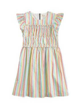 J.Crew Crewcuts Rainbow Seersucker Smocked Dress Girls Size 7
